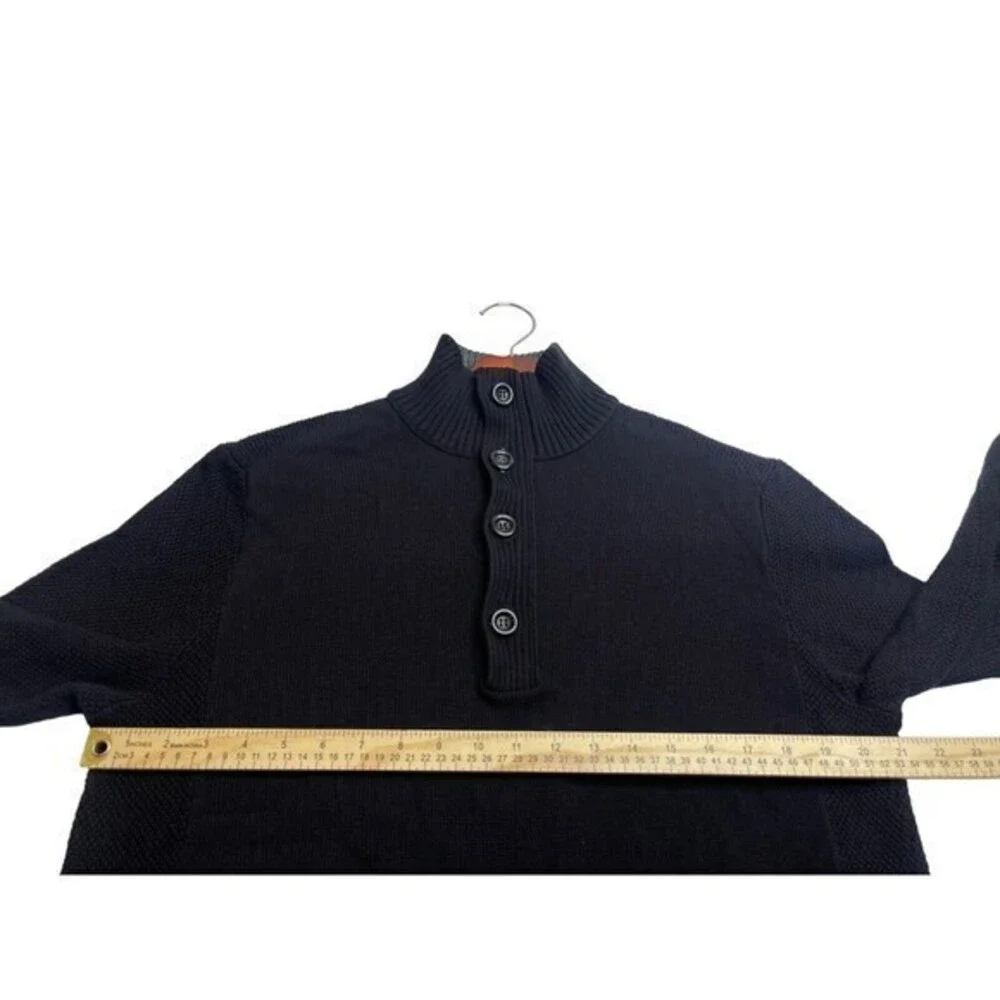 Carbon2cobalt Mens Sweater Knit 1/4 Button Cotton Navy‎ Long Sleeve Sz Large